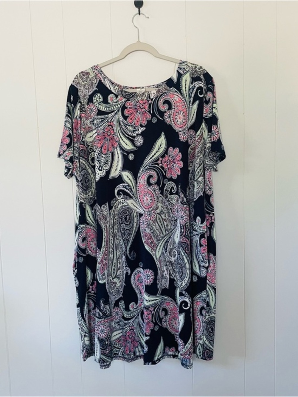 Sew In Love Black Midi Dress with Pink and Cream Paisley Print